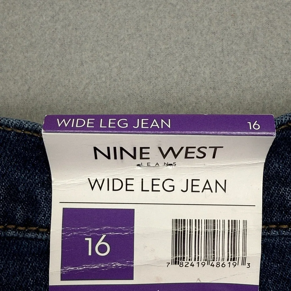 Nine West Womens Wide Leg‎ Jeans Size 16 High Rise Baggy Stretch Studded NWT - Picture 13 of 16